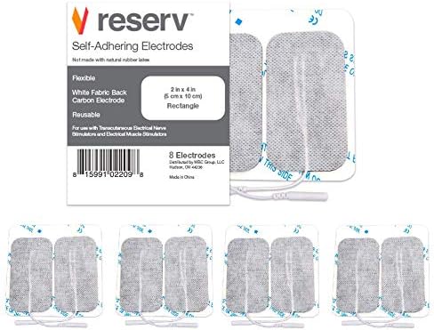 reserv 2" x 4" Rectangle Premium Re-Usable Self Adhesive Electrode Pads for TENS/EMS Unit (8 Electrodes)