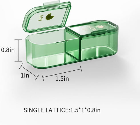 JWYTA 7-Day 14 21 (Green,21 (3 Pill Organizer or Compartment Weekly Medication Box with Dust-Resistant Cover