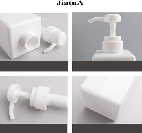 Refillable Plastic Pump Bottle, Empty Lotion Soap Dispenser Liquid Container, 15oz/450ml White, 2 Pack for Bathroom