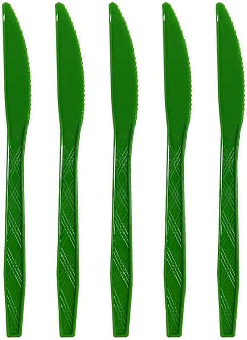 MiJefuYaJe Green Plastic Silverware 10 Pieces Green Disposable Silverware Heavy Duty, Utensil Sets,