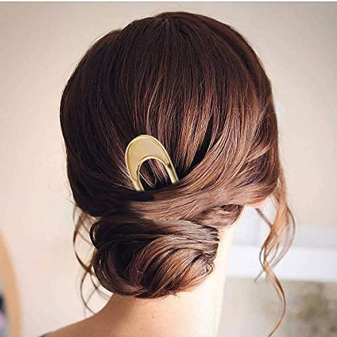 U-Shaped Hair Pins - Vintage Metal Hair Sticks, French Hair Pin Hairstyle Chignon for Women, 2PCS-Style 1