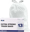 Plasticplace 13 Gallon Trash Bags, 1.2 Mil White Extra-Large Drawstring Garbage Can Liners