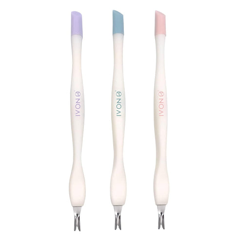 IVON Cuticle Trimmer with Pusher - 3pcs Rubber Tip Cuticle Tool for Nail Art