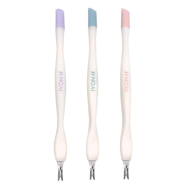 IVON Cuticle Trimmer with Pusher - 3pcs Rubber Tip Cuticle Tool for Nail Art