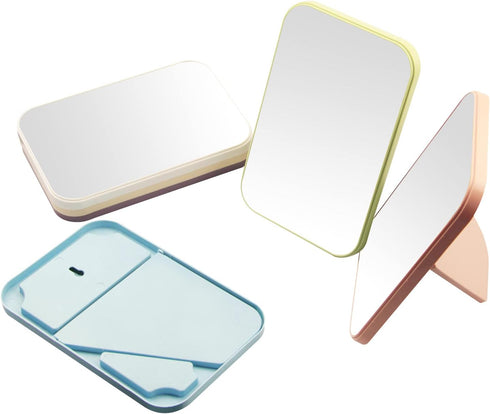 Desktop Makeup Mirror, 8 Inch Portable Folding Mirror with Stand, Double-Duty White Wall Hanging