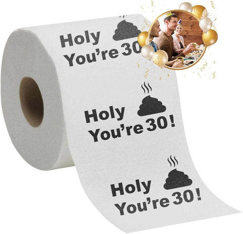 30th Birthday Decorations Toilet Paper for Men & Women - Funny Design Novelty Eco-Friendly, Ultra Soft & Comfortable