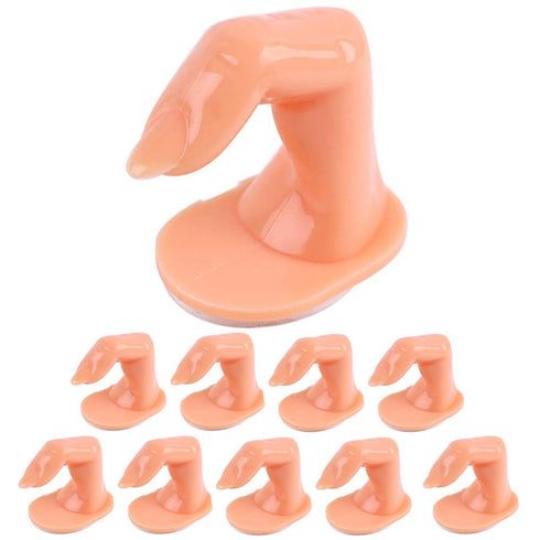 Practice Finger Nail Art Plastic Fake Fingers with Nails for Hand Nail Art Training Display Tools (10 Pcs)