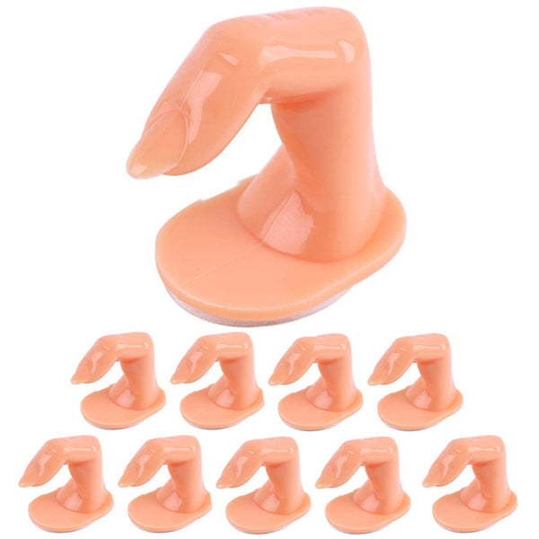 Practice Finger Nail Art Plastic Fake Fingers with Nails for Hand Nail Art Training Display Tools (10 Pcs)