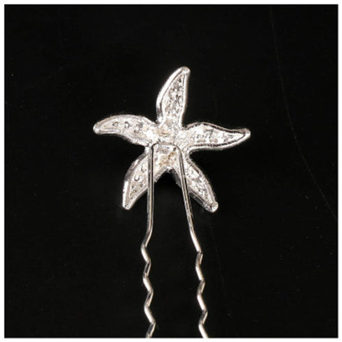 Trendy Starfish Hairpin, Rhinestone Bobby Pin Bridal Hair Clip, Crystal Headpiece for Wedding Women Hair Accessory