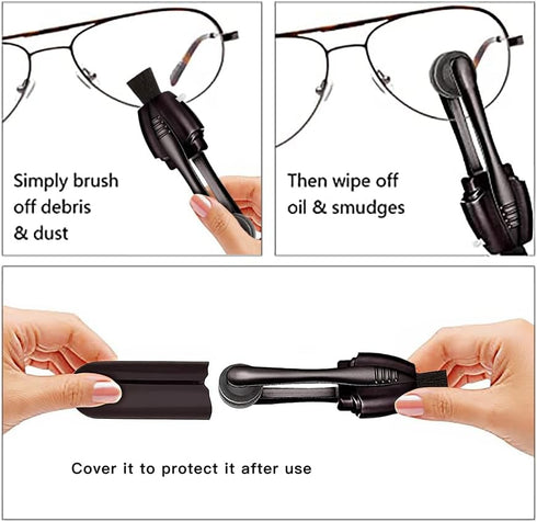PHLIFOLOY (3pc), Eye Glasses Cleaner Portable Carbon Eyeglass Cleaner, Microfiber Spectacles Mini Sunglasses Brush Soft