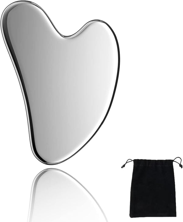 TIKMOON Gua Sha Scraping Tool Set, Heart-Shaped Metal Gua Sha Face Massage Tool,