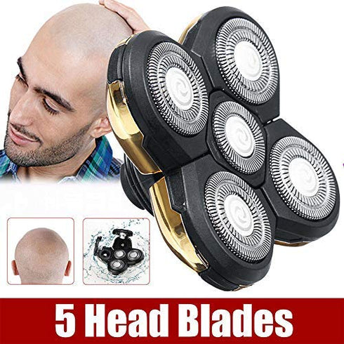 Shaver Blade Heads for 5 Heads Razor - Electric Replacement Blades for Beard Cutter, Easy Install (Gold)