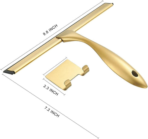 10inch Stainless Water Cleaning Squeegee with Silicon Rubber for Bathroom, Car or Kitchen - 3 Choices (Gold)