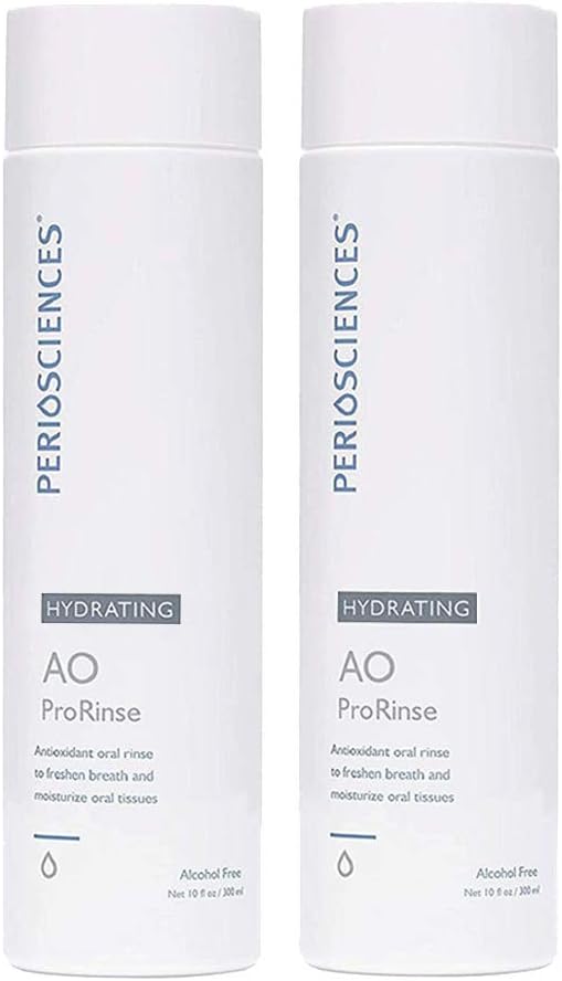 PerioSciences Hydrating Mouthwash Rinse, Mint Anti Cavity Dry Mouth Plaque Remover, Pack of 2