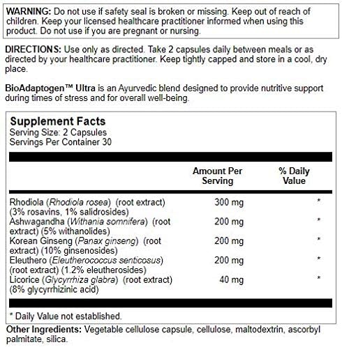 Nutra BioGenesis - BioAdaptogen Ultra with Ashwagandha, Rhodiola, Korean Ginseng for Stress Response, 60 Capsules