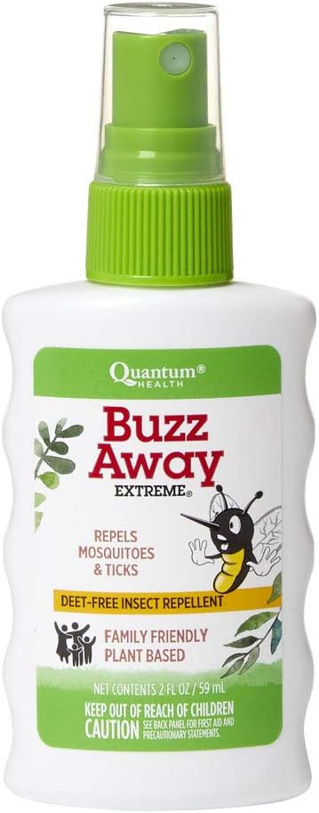 Quantum Health Buzz Away Extreme Insect Repellent, 2 Ounce DEET Free Spray, Repels Mosquitos and Ticks