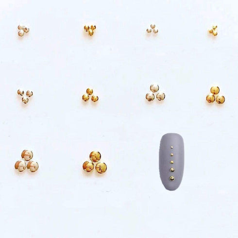 NAIL ANGEL 1000pcs/bag Nail Art Round Metal Studs in Different Sizes, Gold and Silver Color 10011