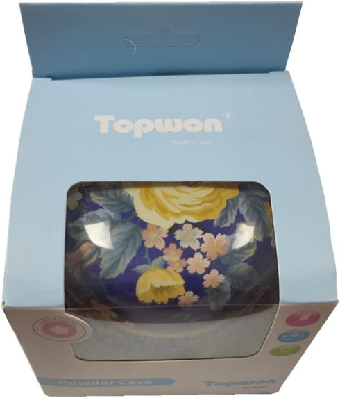 Topwon Powder Case with Powder Puff, Body Powder Container for Baby & Mom (Flower)