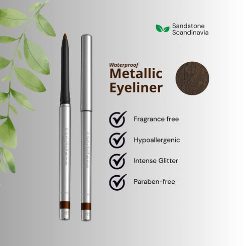 Hypoallergenic Waterproof Eyeliner (Spicy Cinnamon) - Unscented Metallic Brown Eye Pencil, Vegan & Cruelty Free