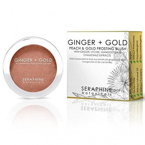 Seraphine Botanicals Ginger + Gold Illuminating Peach Frosting Blush, Vegan Cheek Color, 0.11 oz