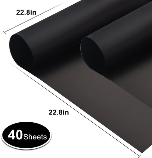 BEISHIDA 40 PCS Black Floral Wrap Matte Floral Wrapping Paper Flower Bouquet Wrapping Paper Waterproof Wrap Craft Wrapping Paper for Bouquet Florist Supplies Wedding Floral Graduation