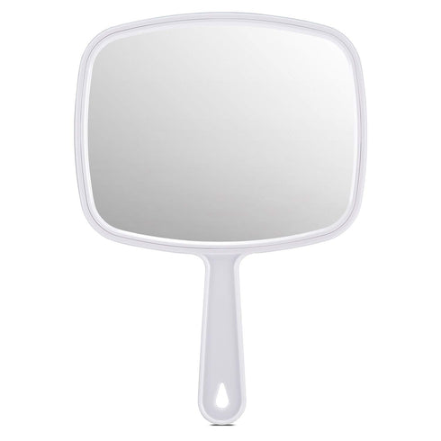 PROTECLE Hand Mirror, Handheld Makeup Mirror with Handle for Barber Hairdressing, Square White