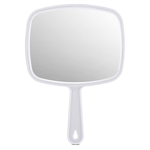 PROTECLE Hand Mirror, Handheld Makeup Mirror with Handle for Barber Hairdressing, Square White
