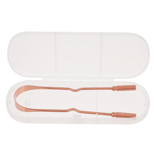 FOMIYES 1Pc Pure Copper Tongue Scraper, Fake Braces Oral Cleaner, Double Sided Stainless Steel Tongue Cleaner