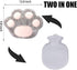 Rubber Hot Water Bottle with Cute Faux Fur Cover, Gray Paw01