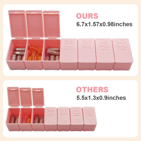 sanderala 2Pack Weekly Pill Organizer, Extra Large 7 Days Pill Cases for Fish Oil, Calcium Tablets