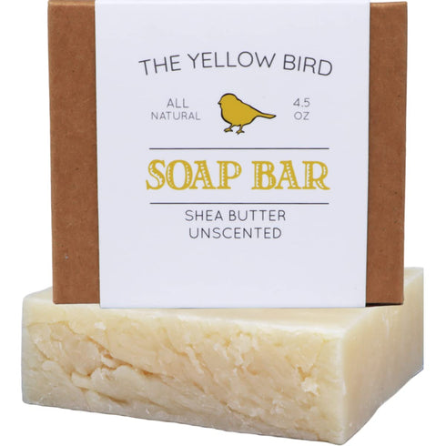 The Yellow Bird Unscented Soap Bar for Sensitive Skin, Handmade Fragrance-Free Face Soap, Natural Vegan Ingredients