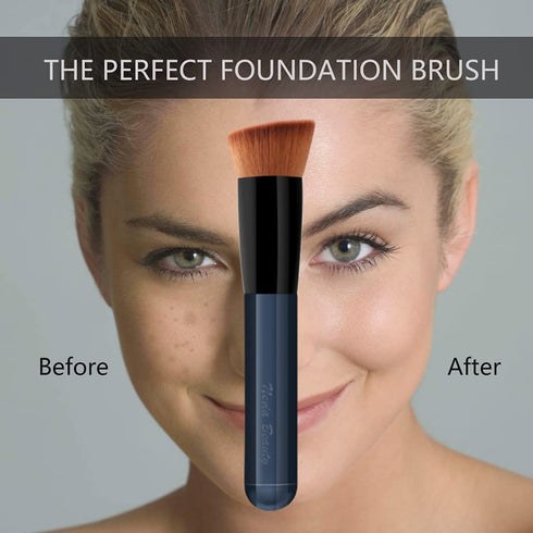 Foundation Brush, Flat Top Kabuki Brush for Liquid Makeup, Cream, Powder, Travel Size Face Foundation Blending Brushes
