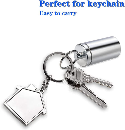 Portable Pill Holder Keychain - Aluminium Alloy Waterproof Pill Box Container for Outdoor Travel, Small Daily Case, 2PCS