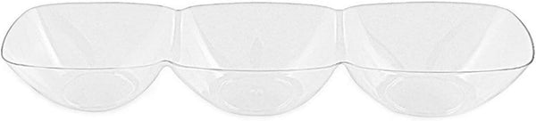 Kaya Premium Clear Rectangular 3-Hole Mini Disposable Plastic Bowls (Pack of 10) - Elegant, Durable for Parties,