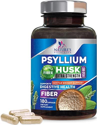 Psyllium Husk Fiber Supplement 1500mg, Natural Daily Soluble & Insoluble Fiber Pills for Digestion and Colon Health -