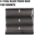 8-10 Gallon Trash Bags, 150 Count, Black Garbage Bags for Bathroom, Office, Industrial, Commercial, Recycling