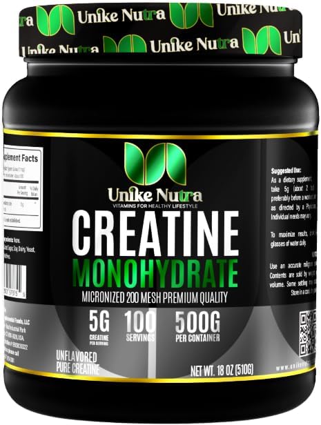 Creatine Monohydrate Powder, Pure Micronized Creatine for Muscle Mass, Athletic Performance, and Recovery, Unflavored