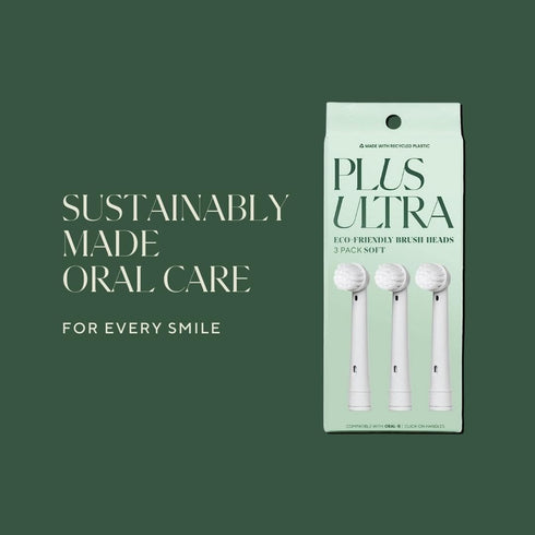 PLUS ULTRA Eco-Friendly Oral-B Compatible Electric Toothbrush Replacement Heads, 3 Heads Per Pack