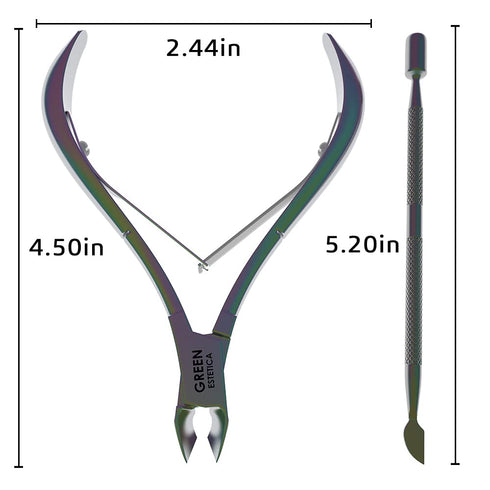 Professional Cuticle Trimmer with Pusher, Stainless Steel Cuticle Cutter & Sharp Blades for Nail Care & Manicure