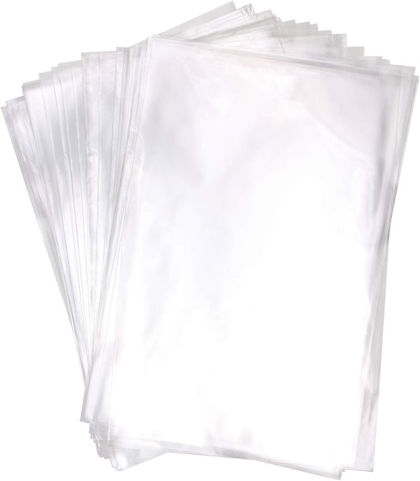 Mini Skater 8" x 12" Clear Treat Bags with 50Pcs Gold Color Twist Ties for Wedding Gift Candy Cookie Bakery, 50Pcs