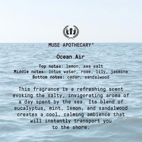 Muse Apothecary Home Ritual Active Odor Eliminator Spray, Essential Oil Air Freshener, 4oz, Ocean Air