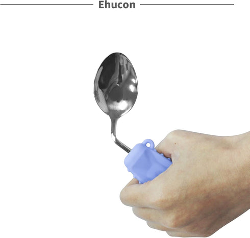Adaptive Weighted Silverware Utensils Angled Spoon for Hand Tremors Parkinsons,Weighted Utensils with Non-Slip Easy Grip Handles for Independent Eating(Left Hand,Purple,Pack of 1)