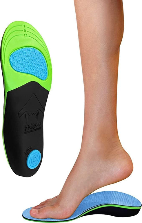 KidSole Stealth Fighter High Arch Support Insole - Slim Profile, Soft Memory Foam for Kids Size 5-9