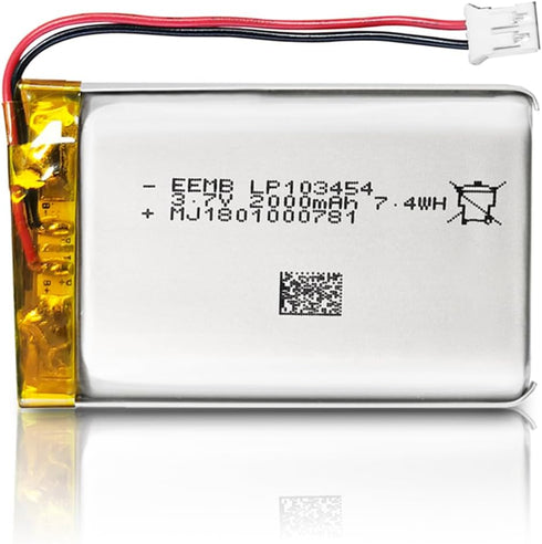 EEMB 3.7V Lithium Ion Battery 2000mAh 103454 Rechargeable Pack with Wire JST Connector for Speaker
