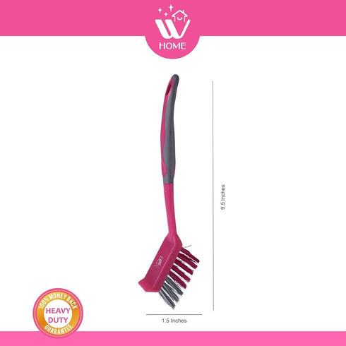 WBM Home Dish Brush, 3 Pack, Soft Long Handle, Durable Nylon Bristles, Pink