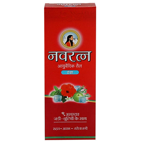 Navratna 9 3.38 Oz/100ml Ayurvedic Cool Oil | with Active Herbal Ingredients | Relaxing Head Massage Oil | Revitalizes