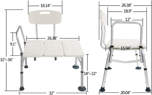 QJR 3 Bath Chair Comfortable Shower Chair Adjustable Handicap Shower Chair Seat Bench Blow Molding Plates Aluminium