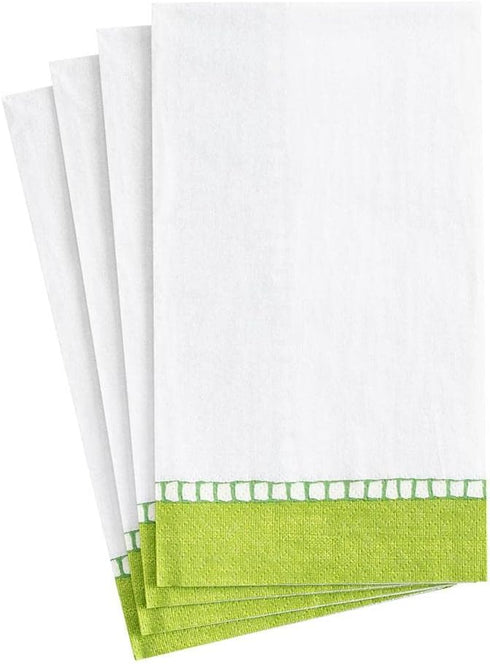 Caspari Linen Border Paper Guest Towel Napkins in Green - Two Packs