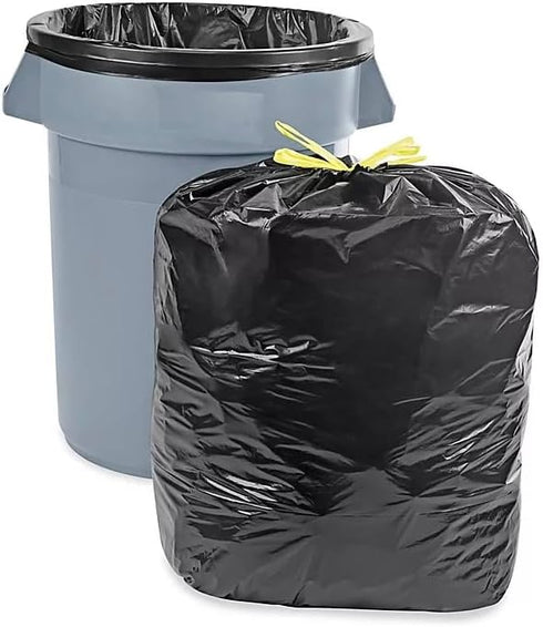Rocky Mountain Goods 33 Gallon Trash Bags, 10 Count, Heavy Duty 3 Layer Drawstring, Large Black Plastic