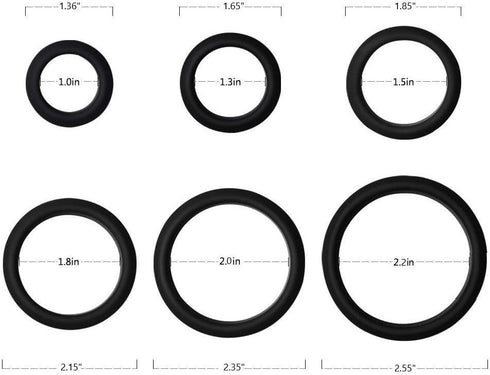 TCSR 6-Piece Set Medical Grade Silicone Cock Ring - Enhance Your Experience
